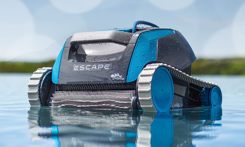 Dolphin Escape robotic pool cleaner on the water